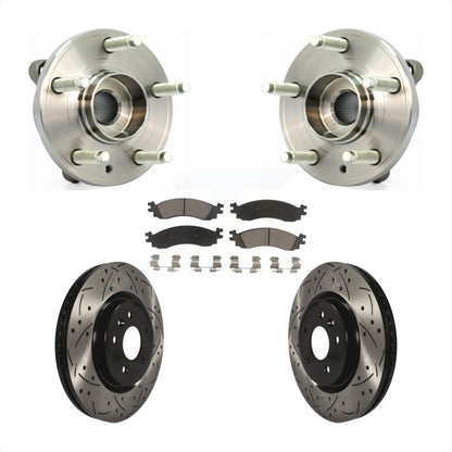 Hub Bearing Drilled Slot Brake Rotor Pad Front Kit For 2010-2012 Ford Taurus SHO