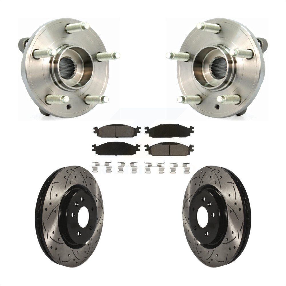 Hub Bearing Coat Drill Slot Brake Rotor Pads Front Kit For 2009-2010 Lincoln MKS