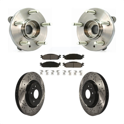 Hub Bearing Coat Drill Slot Brake Rotor Pads Front Kit For 2009-2010 Lincoln MKS