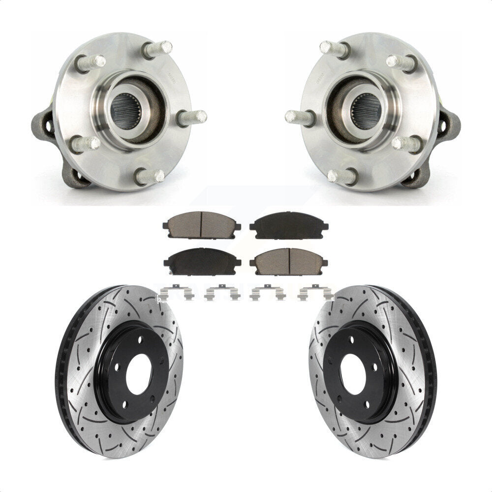 Hub Bearing Coat Drill Slot Brake Rotor Pad Front Kit For 2004-2009 Nissan Quest