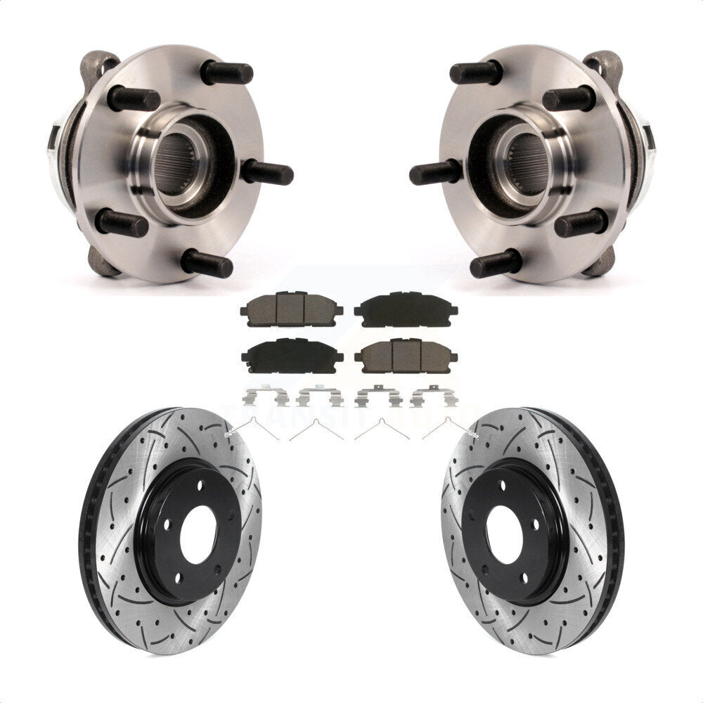 Hub Bearing Coat Drill Slot Brake Rotor Pad Front Kit For 2011-2017 Nissan Quest
