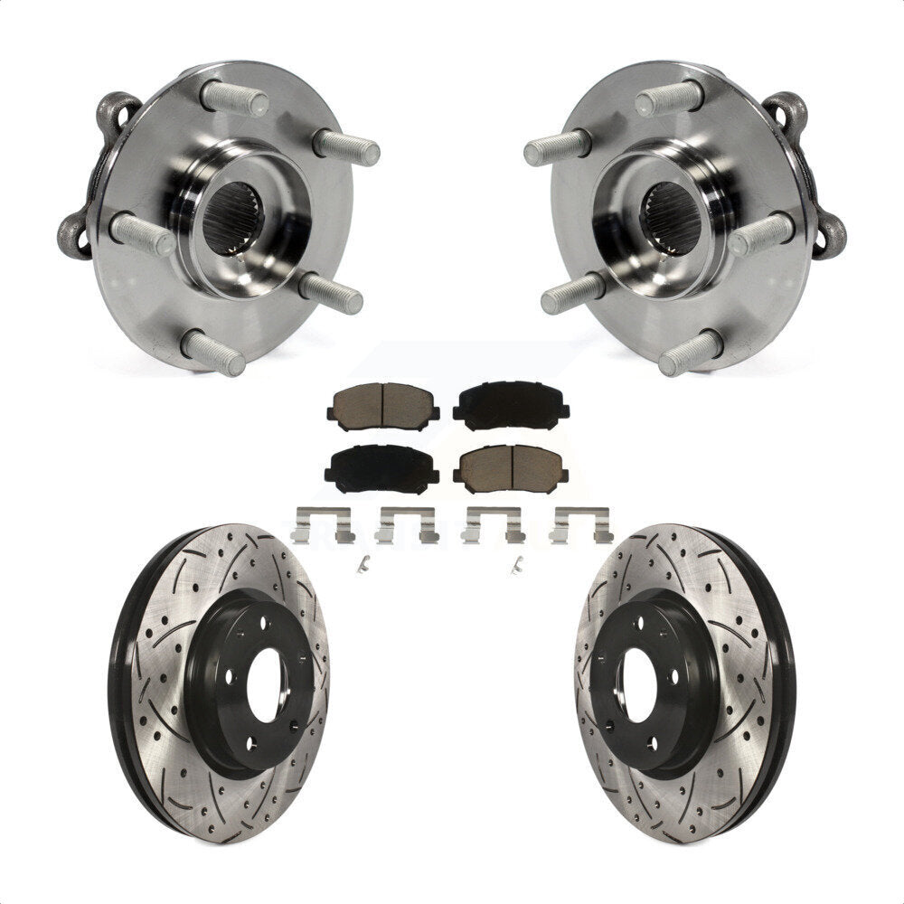 Hub Bearing Coated Drill Slot Brake Rotor Pad Front Kit For 2013-2015 Mazda CX-5