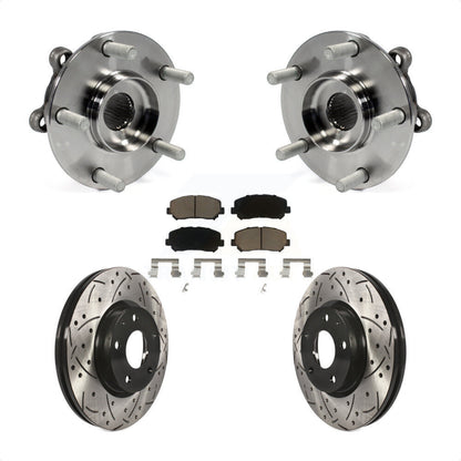 Hub Bearing Coated Drill Slot Brake Rotor Pad Front Kit For 2013-2015 Mazda CX-5