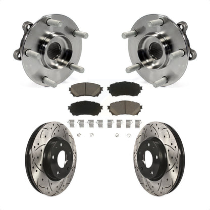 Hub Bearing Assembly Coated Drilled Slot Brake Rotor & Pad Front Kit For Mazda 6