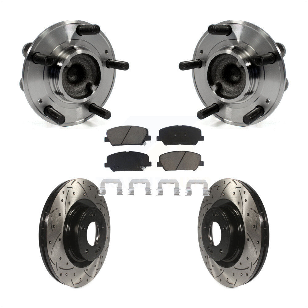 Hub Bearing Coat Drill Slot Brake Rotor Pads Front Kit For Hyundai Genesis Coupe