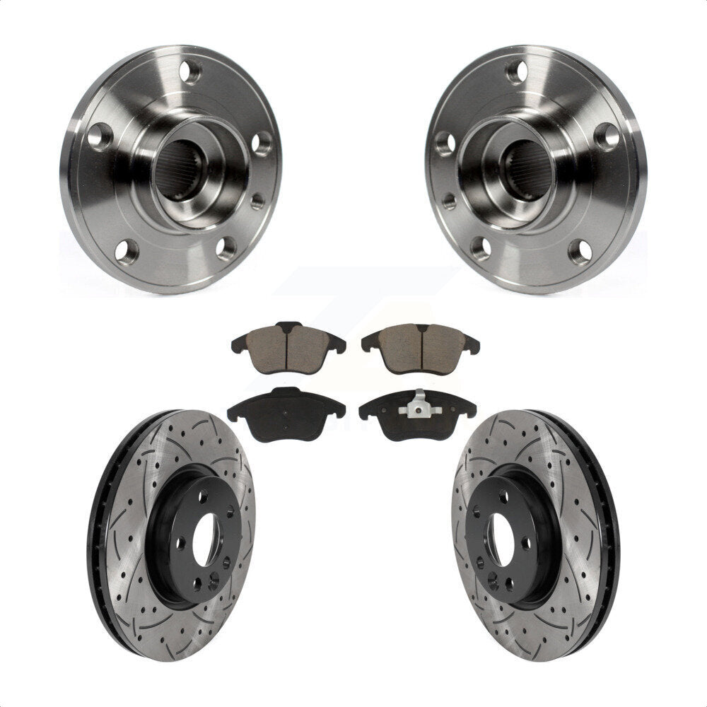 Hub Bearing Drill Slot Brake Rotor Pads Front Kit For Volvo XC70 S60 V60 S80 V70