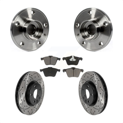 Hub Bearing Assembly Coated Drilled Slot Brake Rotor Pad Front Kit For Volvo V70