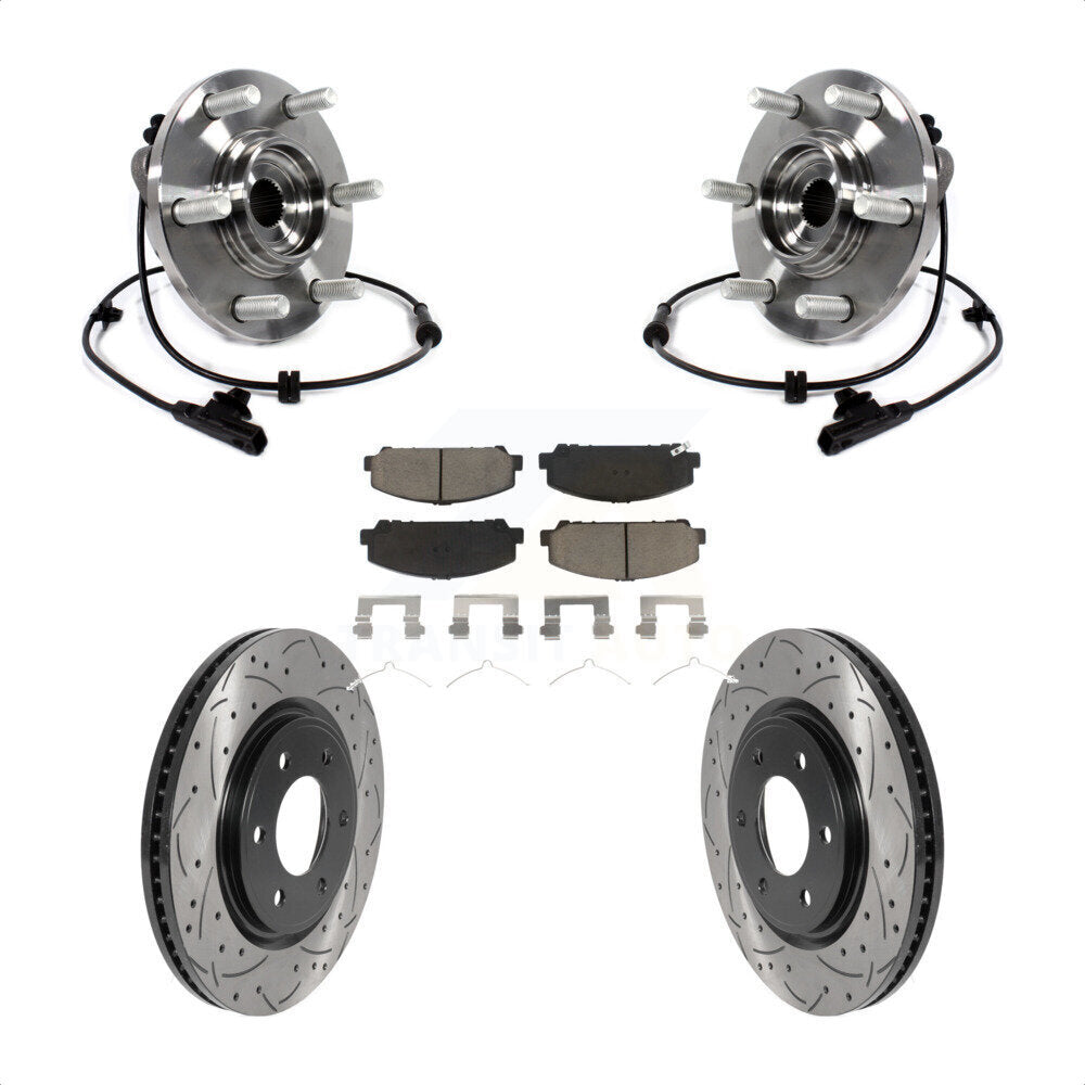 Hub Bearing Drill Slot Brake Rotor Pad Front Kit For INFINITI QX80 Nissan Armada