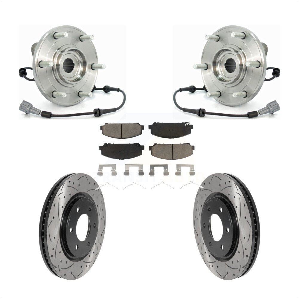Hub Bearing Drilled Slot Brake Rotor Pads Front Kit For Nissan TITAN Armada QX56