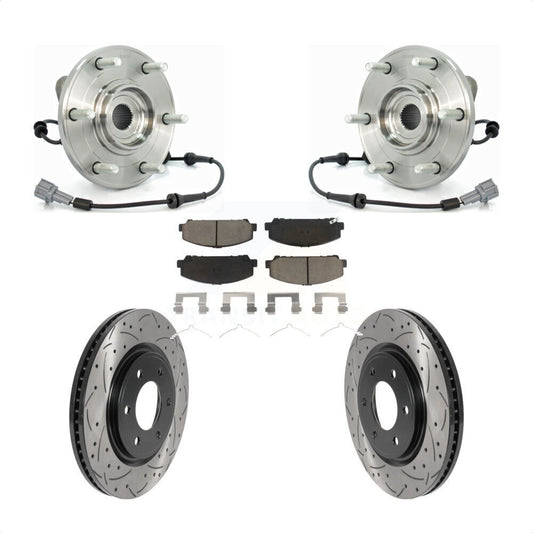 Hub Bearing Drilled Slot Brake Rotor Pads Front Kit For Nissan TITAN Armada QX56