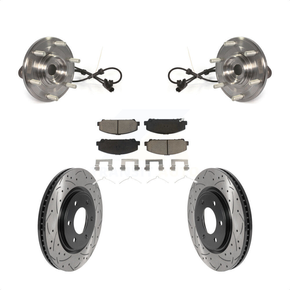 Hub Bearing Coated Drill Slot Brake Rotor Pads Front Kit For Nissan TITAN Armada