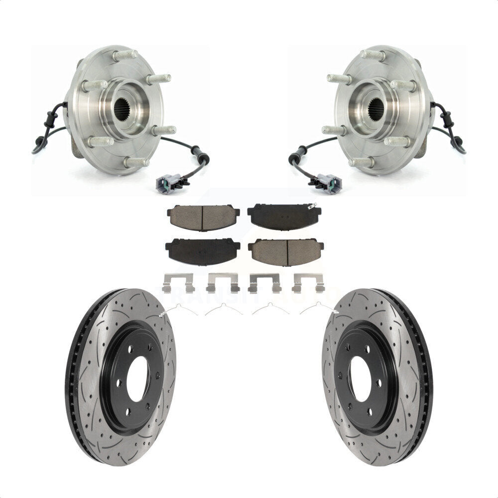 Hub Bearing Drill Slot Brake Rotor Pad Front Kit For 07 INFINITI QX56 From 04