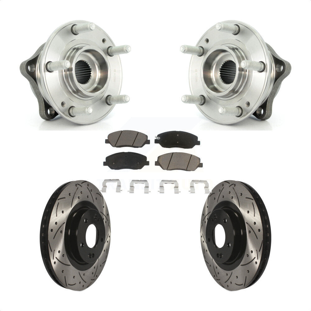 Hub Bearing Drilled Slot Brake Rotor Pads Front Kit For Hyundai Santa Fe XL 3.3L