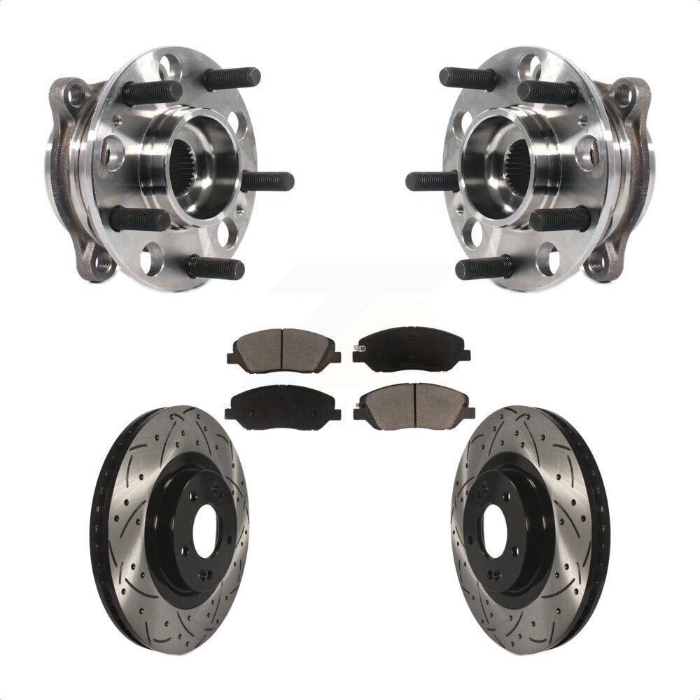 Hub Bearing Coated Drill Slot Brake Rotor Pads Front Kit For Hyundai Santa Fe XL