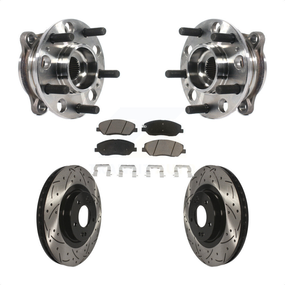 Hub Bearing Drilled Slot Brake Rotor Pads Front Kit For Hyundai Santa Fe XL 3.3L