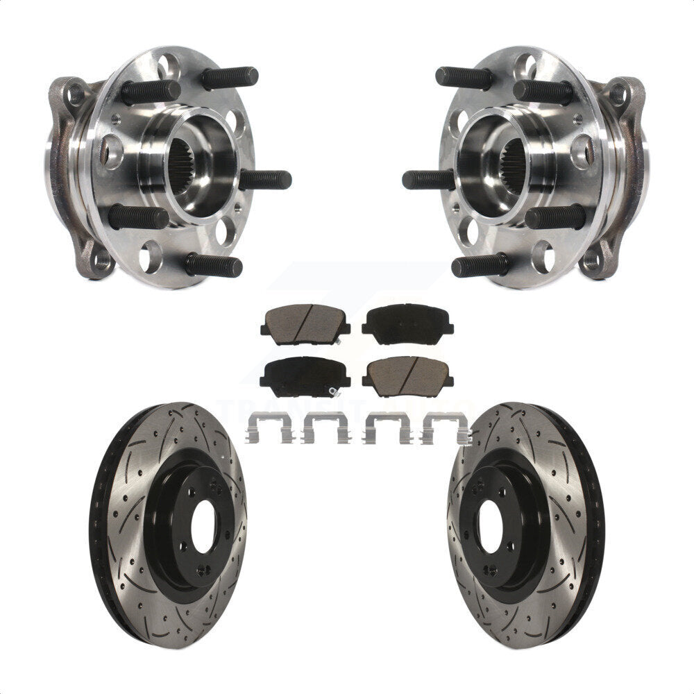 Hub Bearing Drilled Slot Brake Rotor Pad Front Kit For Kia Sorento Hyundai Santa