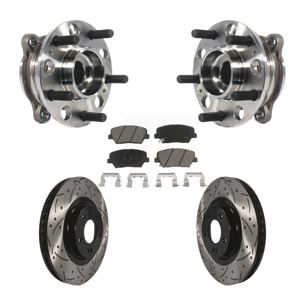 Hub Bearing Coat Drill Slot Brake Rotor Pad Front Kit For Hyundai Santa Fe Sport