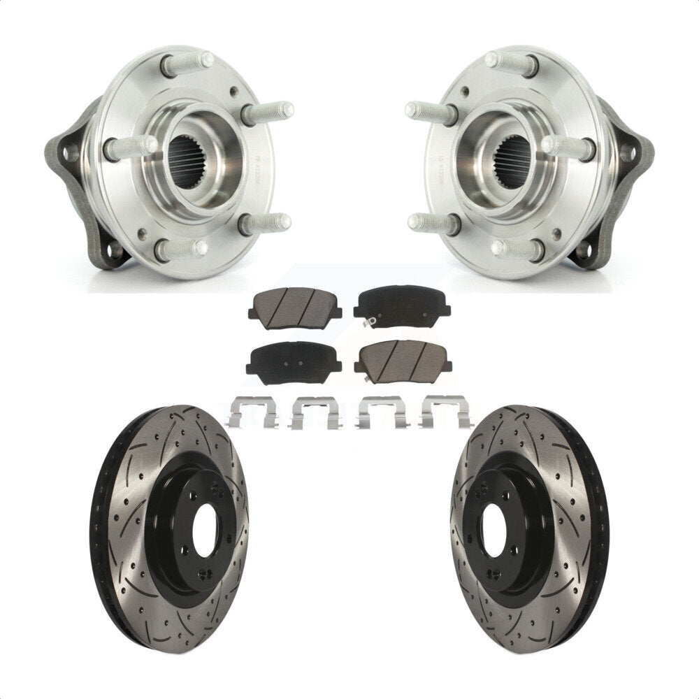 Hub Bearing Drill Slot Brake Rotor Pads Front Kit For Hyundai Santa Fe Sport Kia