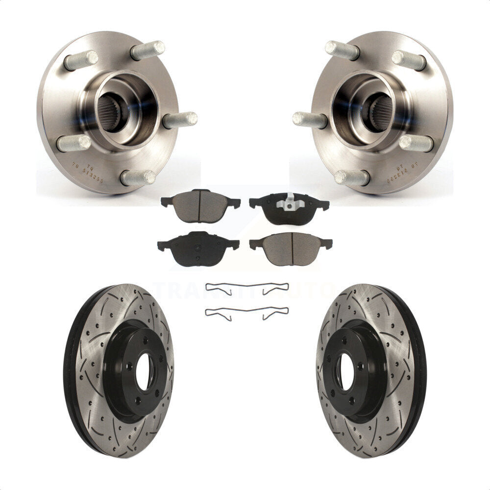 Hub Bearing Coat Drill Slot Brake Rotor Pads Front Kit For Volvo S40 C30 V50 C70