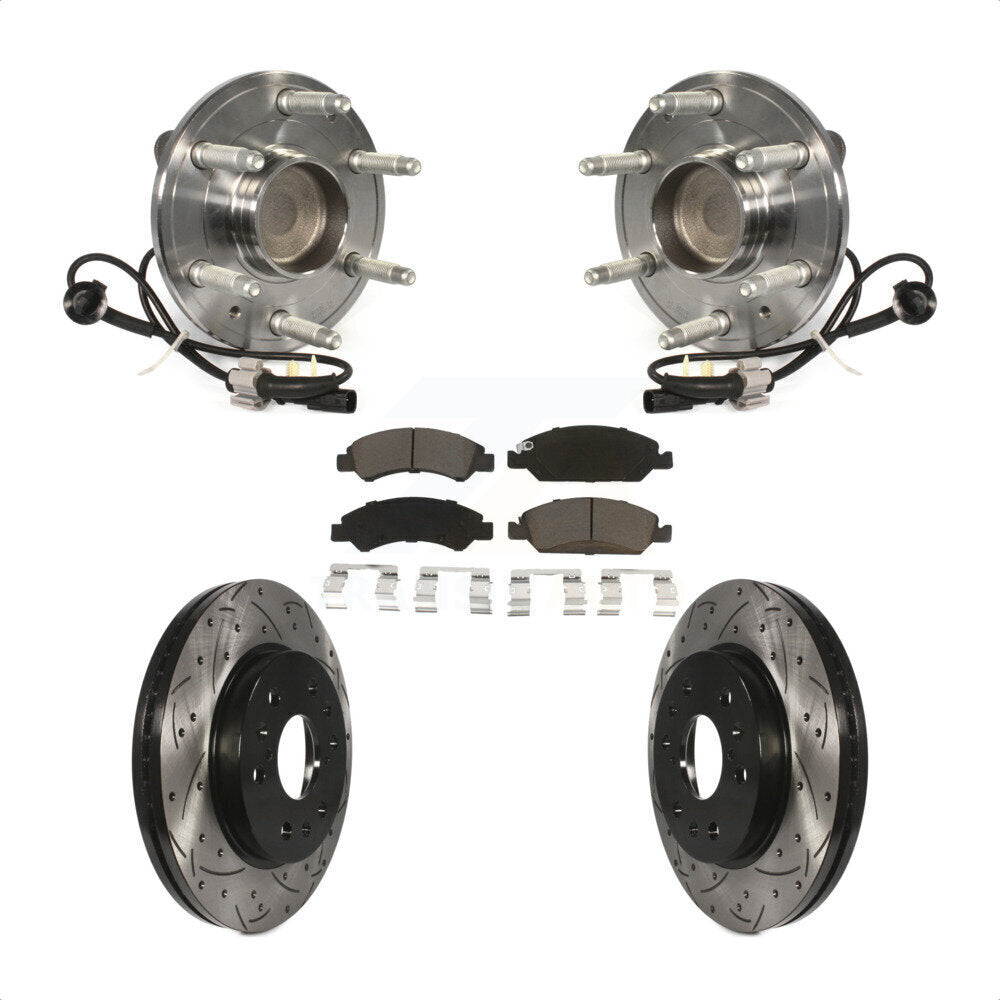 Hub Bearing Drilled Slot Brake Rotor Pad Front Kit For GMC Sierra 1500 Chevrolet