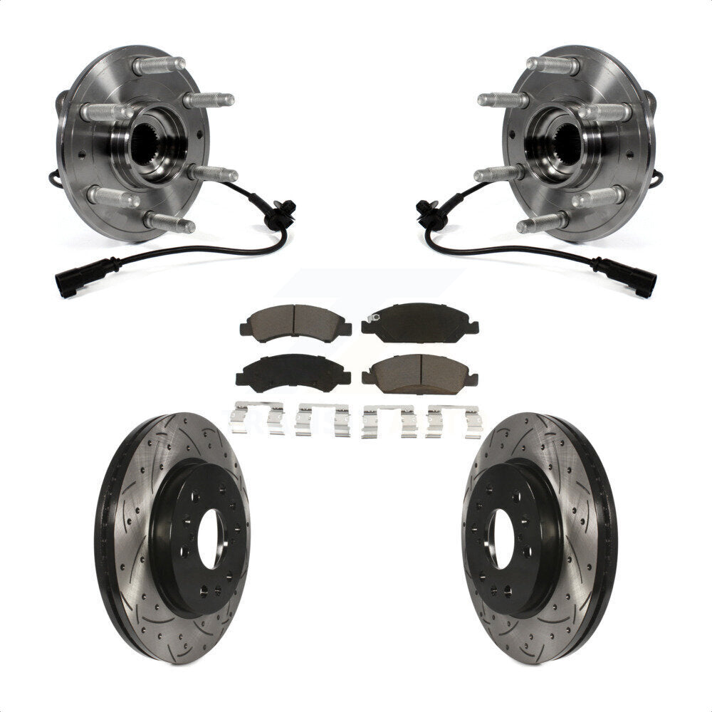 Hub Bearing Drilled Slot Brake Rotor Pad Front Kit For GMC Sierra 1500 Chevrolet