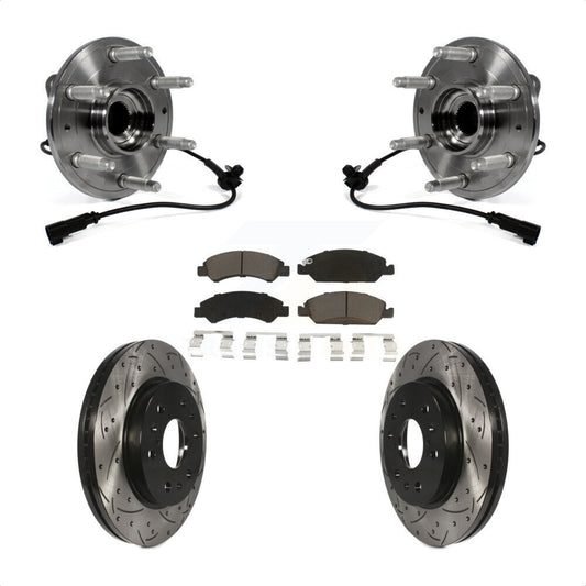 Hub Bearing Drilled Slot Brake Rotor Pad Front Kit For GMC Sierra 1500 Chevrolet