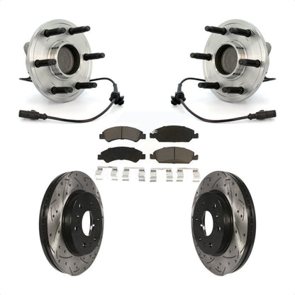 Hub Bearing Drilled Slot Brake Rotor Pad Front Kit For Chevrolet GMC Sierra 1500