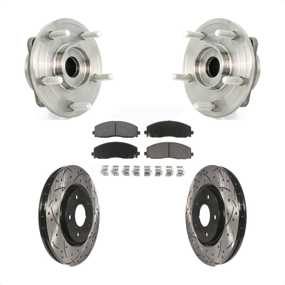 Hub Bearing Assembly Coat Drill Slot Brake Rotor Pad Front Kit For Dodge Journey