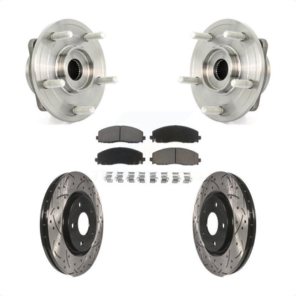 Hub Bearing Assembly Coat Drill Slot Brake Rotor Pad Front Kit For Dodge Journey