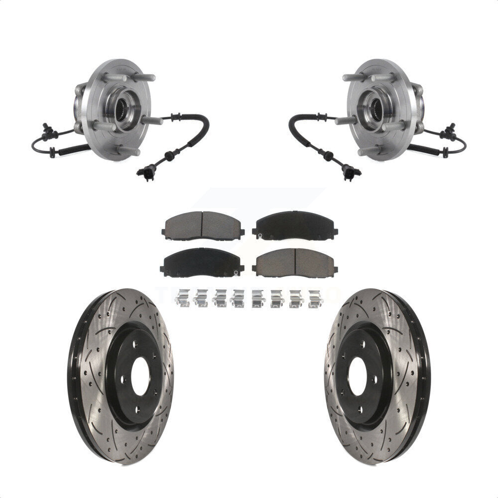 Hub Bearing Drilled Slot Brake Rotor & Pad Front Kit For Chrysler Pacifica Grand