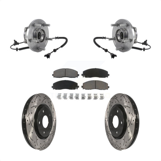 Hub Bearing Drilled Slot Brake Rotor & Pad Front Kit For Chrysler Pacifica Grand