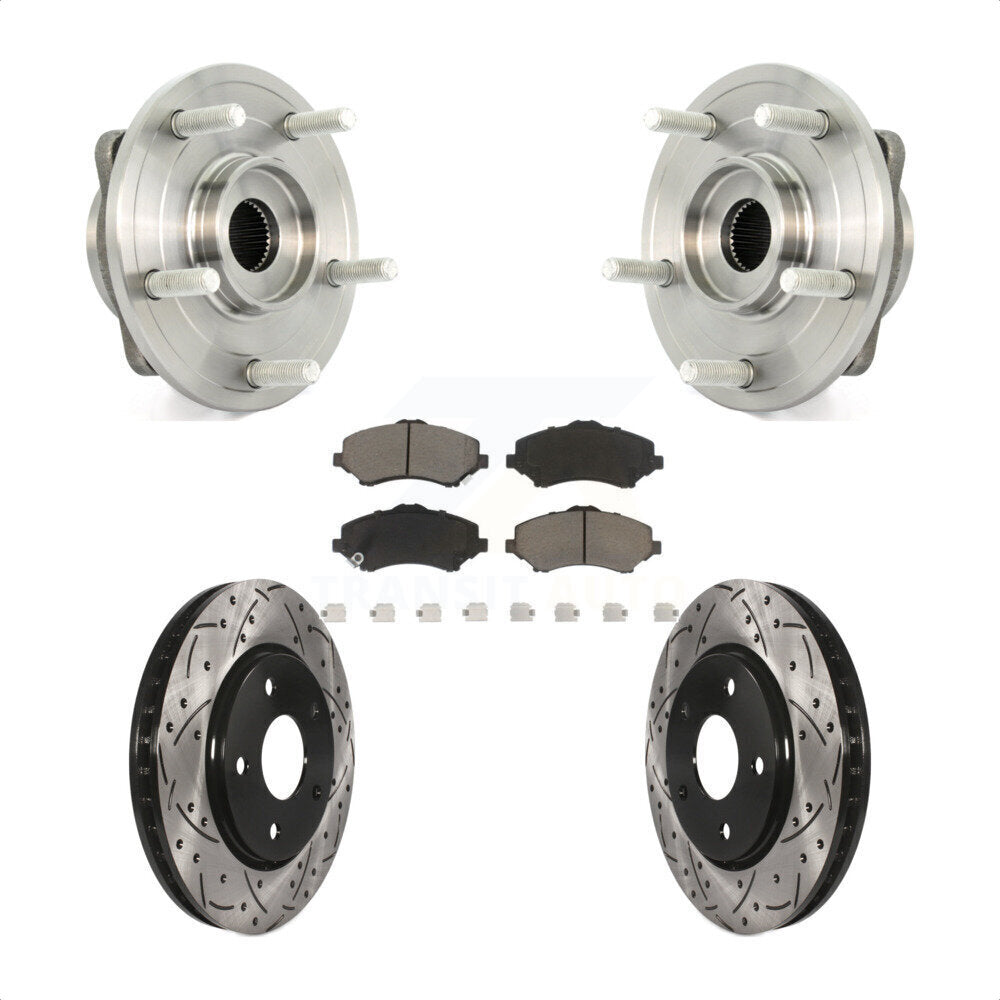 Hub Bearing Assembly Coat Drill Slot Brake Rotor Pad Front Kit For Dodge Journey