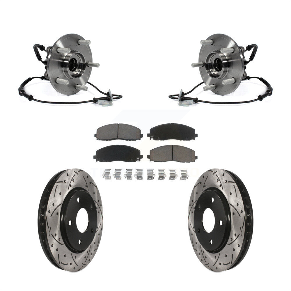 Bearing Assembly Drilled Slot Brake Rotor Pads Front Kit For Dodge Grand Caravan
