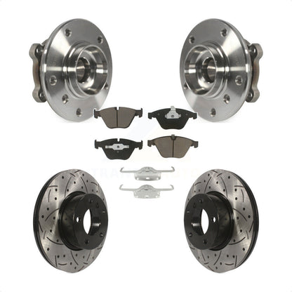 Hub Bearing Drilled Slot Brake Rotor Pad Front Kit For BMW X1 xDrive28i with AWD