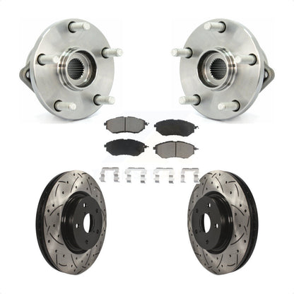 Hub Bearing Drilled Slot Brake Rotor Pads Front Kit For 2008-2014 Subaru Tribeca
