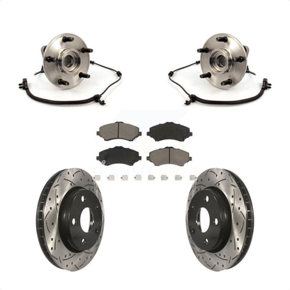 Hub Bearing Drilled Slot Brake Rotor & Pad Front Kit For 2007-2010 Jeep Wrangler