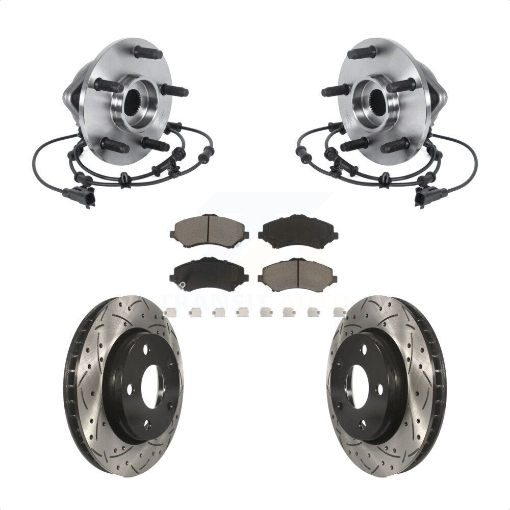 Hub Bearing Assembly Coat Drill Slot Brake Rotor Pad Front Kit For Jeep Wrangler