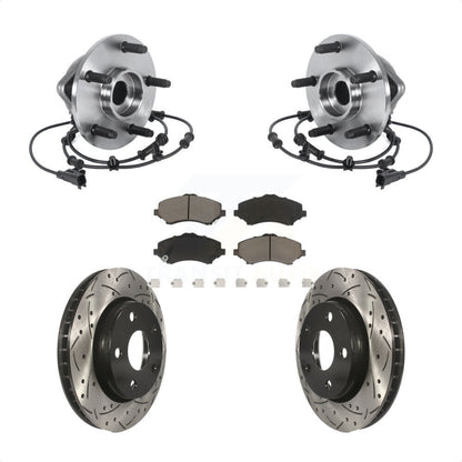Hub Bearing Assembly Coat Drill Slot Brake Rotor Pad Front Kit For Jeep Wrangler