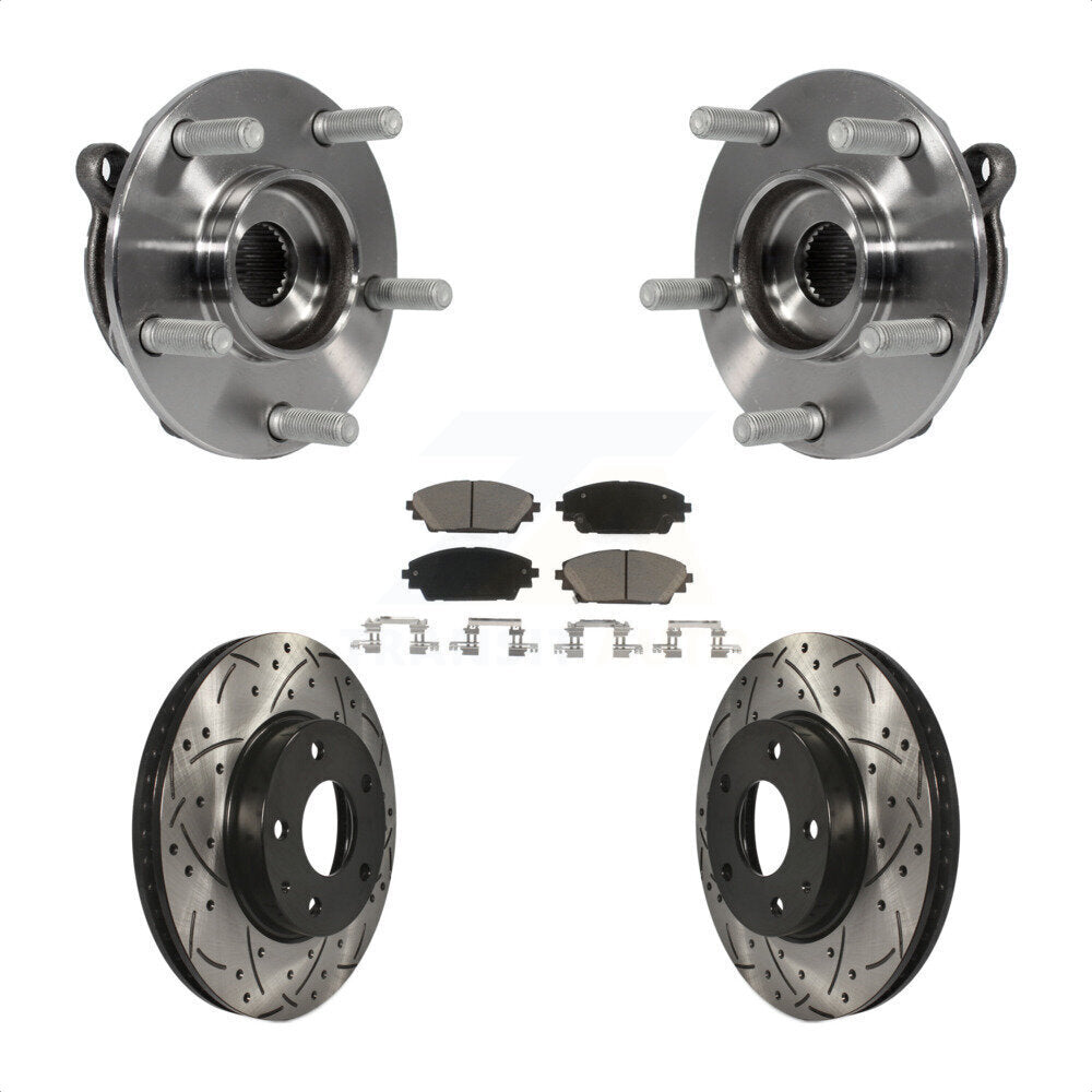 Hub Bearing Assembly Drill Slot Brake Rotor Pad Front Kit For Mazda 3 CX-3 Sport