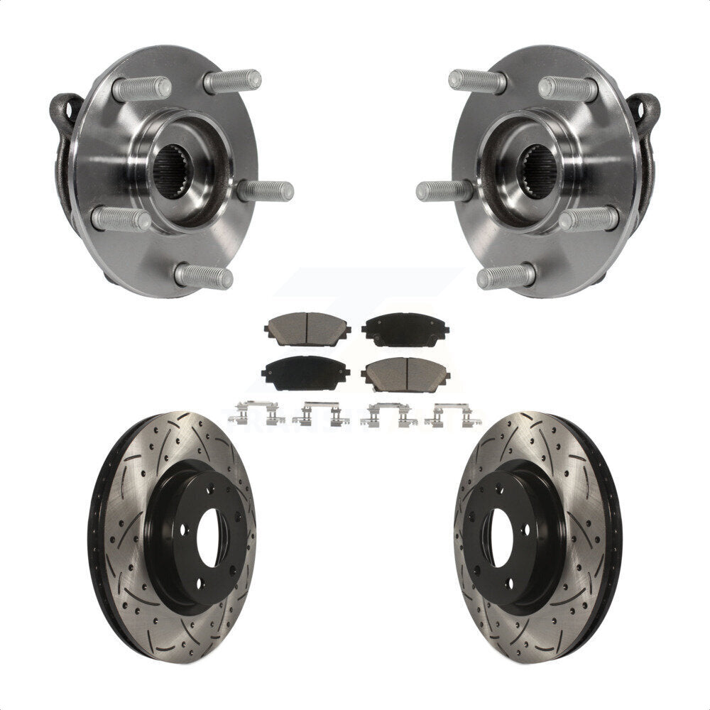 Hub Bearing Assembly Drill Slot Brake Rotor Pad Front Kit For Mazda 3 CX-3 Sport