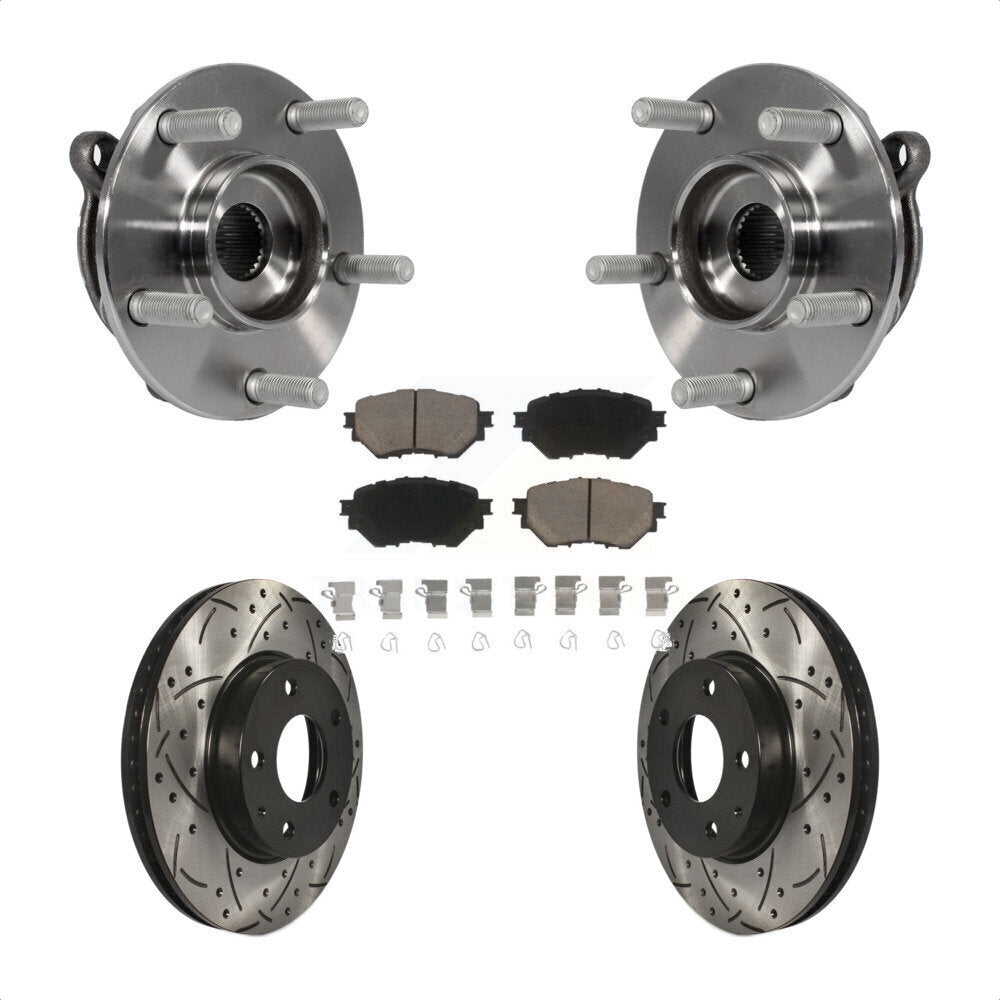 Hub Bearing Assembly Coat Drill Slot Brake Rotor Pad Front Kit For Mazda 3 Sport