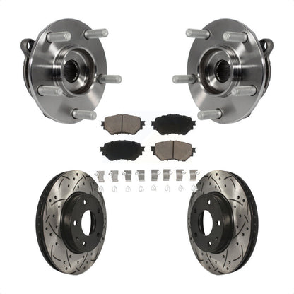 Hub Bearing Assembly Coat Drill Slot Brake Rotor Pad Front Kit For Mazda 3 Sport