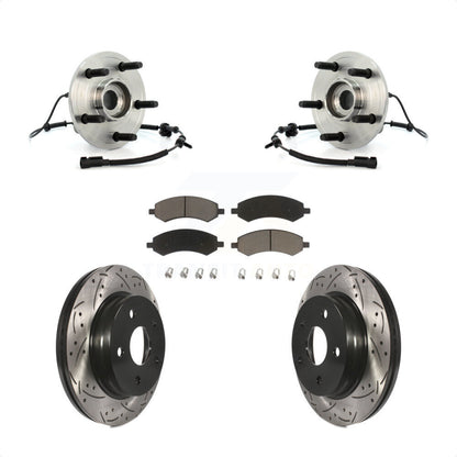 Hub Bearing Assembly Drilled Slot Brake Rotor & Pad Front Kit For Dodge Ram 1500