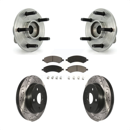 Hub Bearing Assembly Drilled Slot Brake Rotor & Pad Front Kit For Dodge Ram 1500