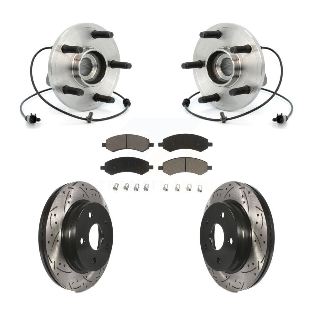 Hub Bearing Coated Drill Slot Brake Rotor Pad Front Kit For Chrysler Aspen Dodge