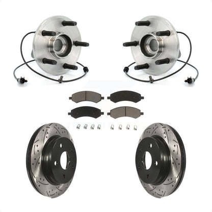 Hub Bearing Coated Drill Slot Brake Rotor Pad Front Kit For Chrysler Aspen Dodge