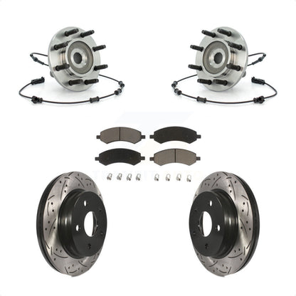 Hub Bearing Assembly Drilled Slot Brake Rotor & Pad Front Kit For Dodge Ram 1500