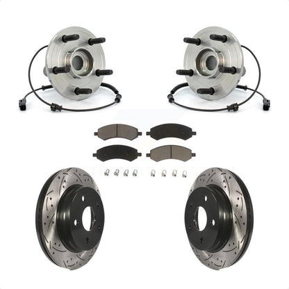 Hub Bearing Assembly Drilled Slot Brake Rotor & Pad Front Kit For Dodge Ram 1500