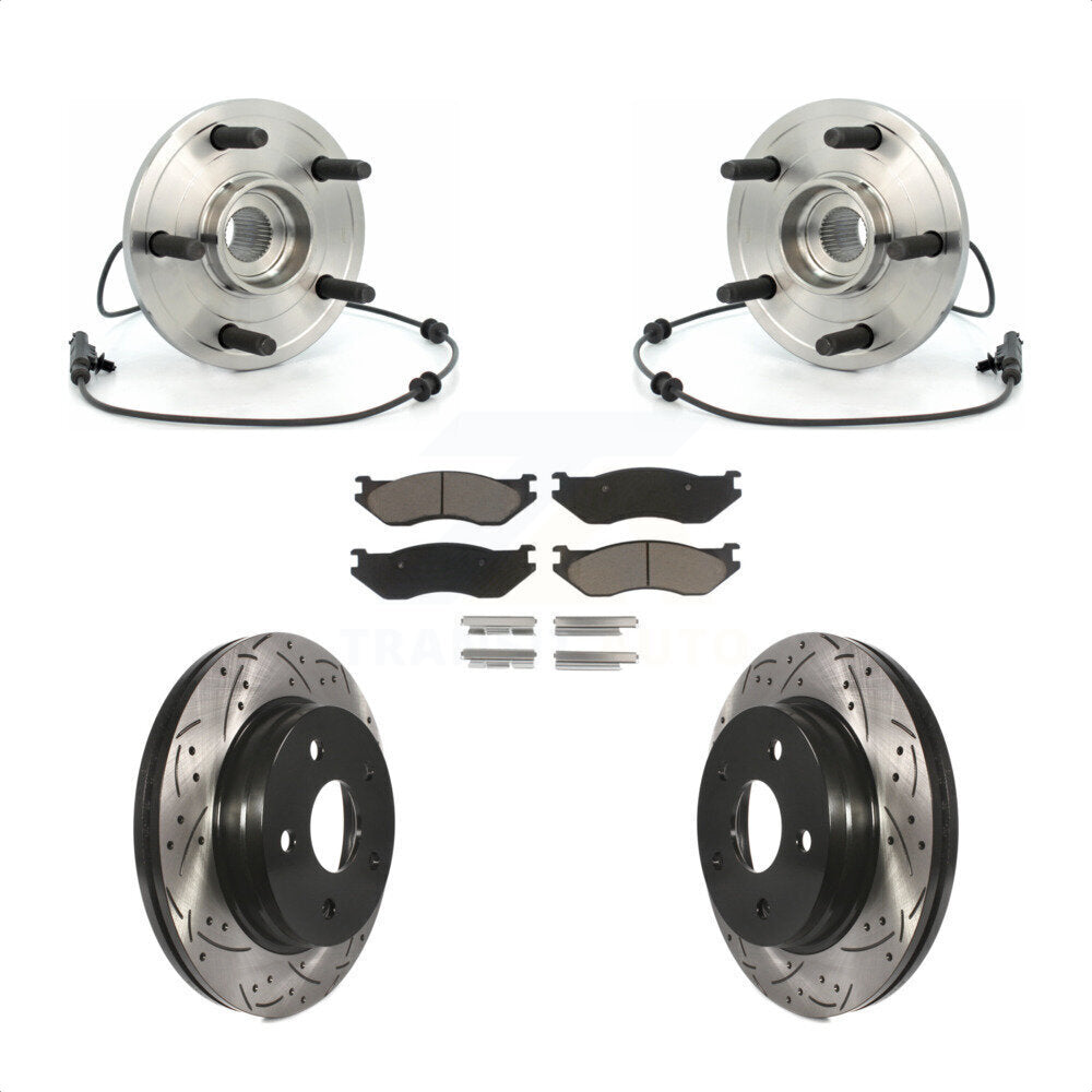 Hub Bearing Drilled Slot Brake Rotor & Pad Front Kit For 2004-2005 Dodge Durango