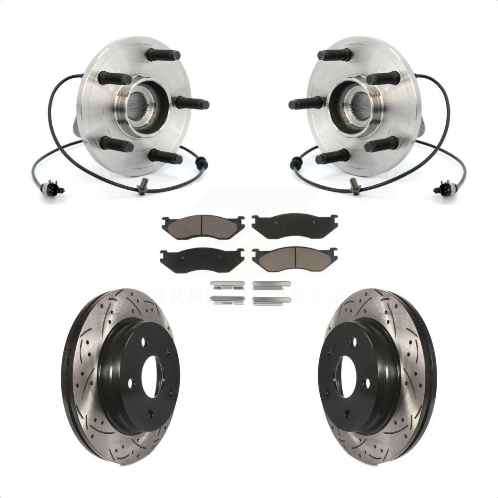 Hub Bearing Assembly Drill Slot Brake Rotor Pad Front Kit For 2006 Dodge Durango